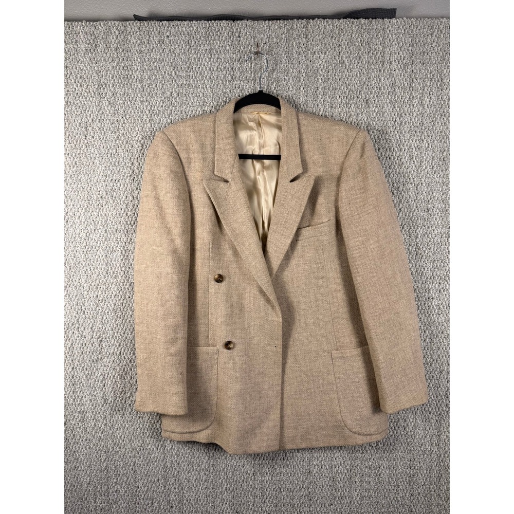 Europa Collection Blazer Vintage 70s 80s Wool Tan Distressed Deconstructed Coat